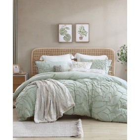 Chenille Rose Green 3 Piece Comforter Set  Full/Queen