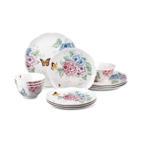 Butterfly Meadow Hydrangea 12 Pc. Dinnerware Set  Service for 4