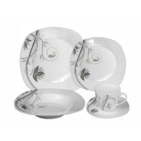 Porcelain 20 Piece Square Dinnerware Set Service for 4