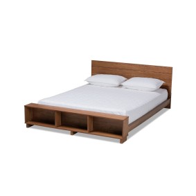 Regina Modern Full Size Platform Storage Bed with Built-in Shelves