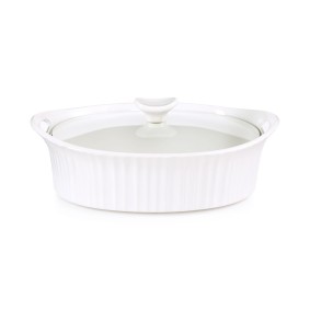 French White 2.5-Qt. Oval Casserole with Glass Cover