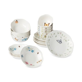 Butterfly Meadow 24-Piece Porcelain Bowl Set