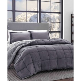 Sherwood Microsuede Grey Down Alternative Comforter Set  Full/Queen